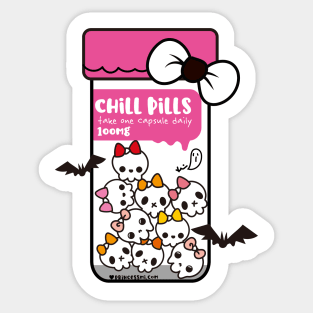 chill pills cute skull cartoon Sticker